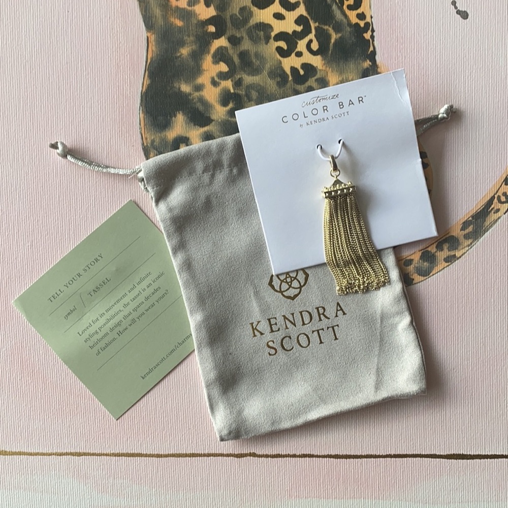 Kendra Scott Color Bar square tassel charm. Clasp